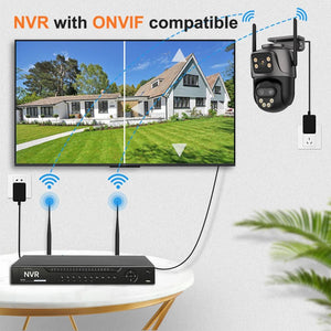 Wonsdar 6K 9MP IP Camera 8x Zoom Tri Lens PTZ With Dual Screen iCSee App - stepyours.com