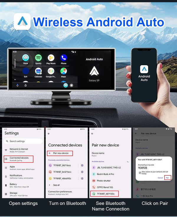 11.26 Inch 4K Dual Lens Dash Cam With Wireless CarPlay Android Auto GPS WiFi - stepyours.com