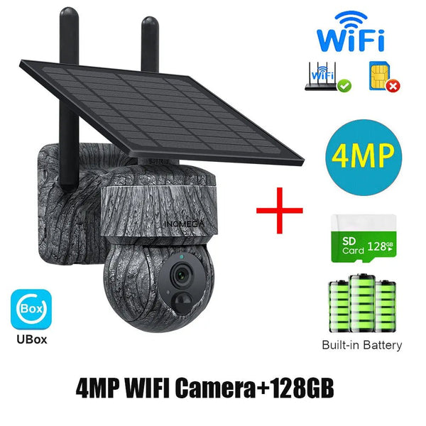 INQMEGA Solar Powered PTZ Camera 5MP 4MP WiFi 4G CCTV With Two Way Audio - stepyours.com