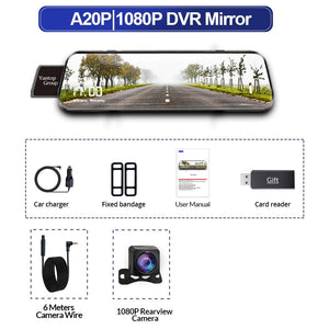 10 Inch Car DVR Touch Screen Dual 1080P Front And Rear Rearview Mirror Camera - stepyours.com