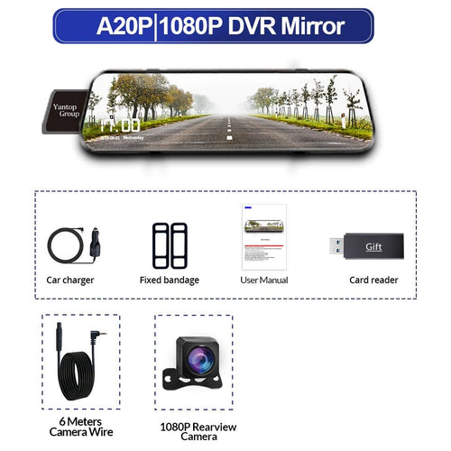 10 Inch Car DVR Touch Screen Dual 1080P Front And Rear Rearview Mirror Camera - stepyours.com