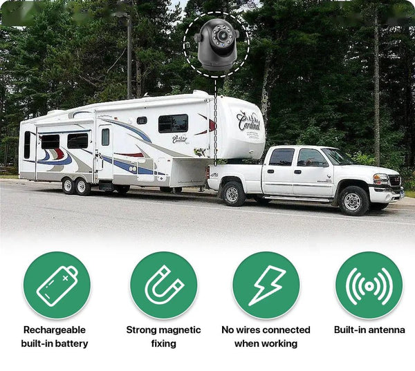 GreenYi 5G WiFi Magnetic Hitch Wireless Rear View Camera Night Vision Trailer - stepyours.com