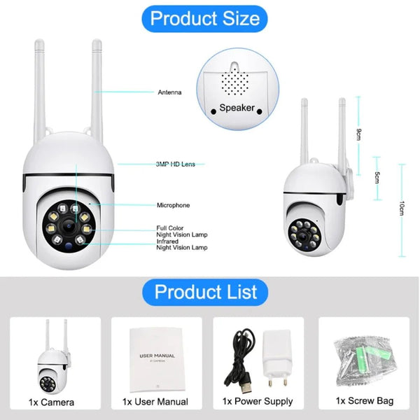8MP WiFi Surveillance Camera PTZ IP Camera Color Night Vision AI Human Tracking - stepyours.com