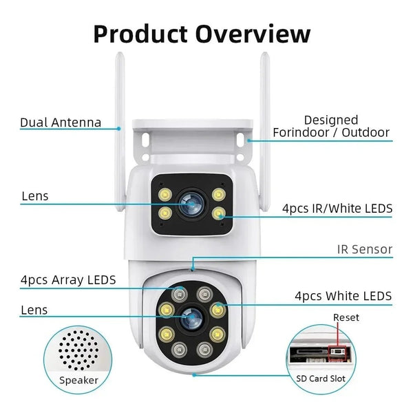 ANSVICAM Outdoor 4K AI Tracking WiFi IP Camera Dual Lens PTZ Alexa Ready - stepyours.com