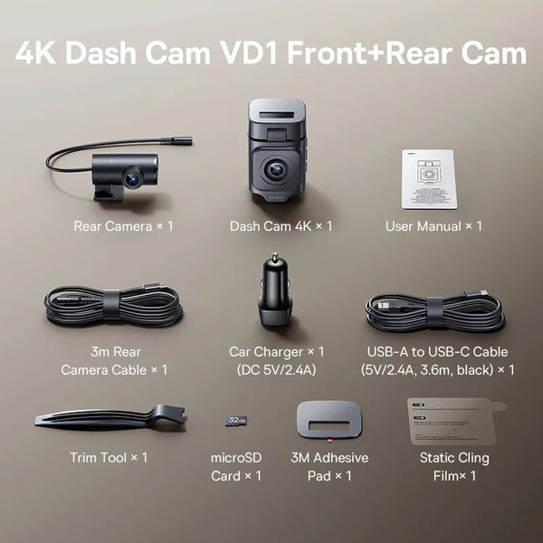 Baseus VD1 Pro 4K Dash Cam With Sony Sensor ADAS GPS WiFi6 STARVIS Night Vision - stepyours.com