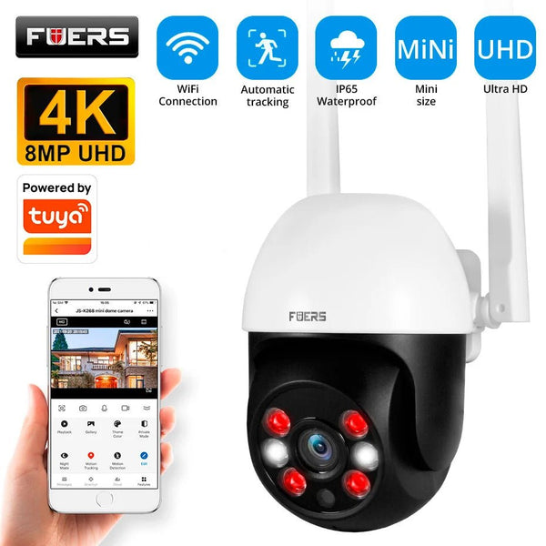 Fuers 8MP 4K Outdoor IP Camera - Auto Tracking And AI Human Detection Tuya Smart - stepyours.com