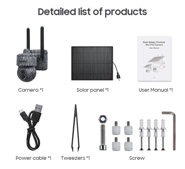INQMEGA Solar Powered PTZ Camera 5MP 4MP WiFi 4G CCTV With Two Way Audio - stepyours.com