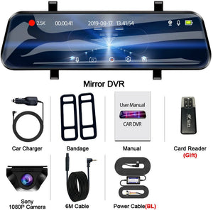 EACE 2.5K Mirror Dash Cam For Car Touch Screen With GPS WiFi 1440P Parking DVR - stepyours.com