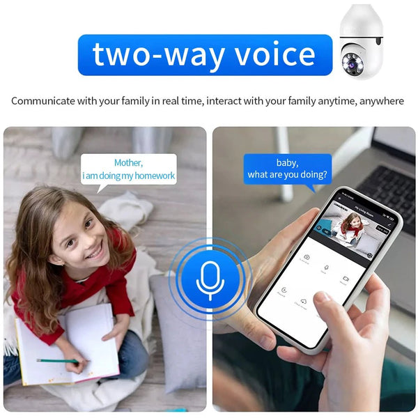E27 WiFi 1080P Security Camera With Full Color Night Vision And Human Tracking - stepyours.com