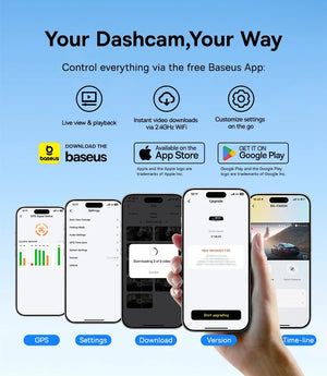 Baseus VD1 3K Dash Cam Front And Rear With GPS Supercapacitor 24H Parking - stepyours.com