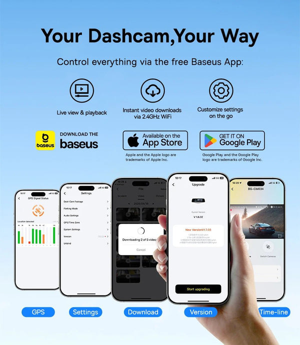 Baseus VD1 3K Dash Cam Front And Rear With GPS Supercapacitor 24H Parking - stepyours.com