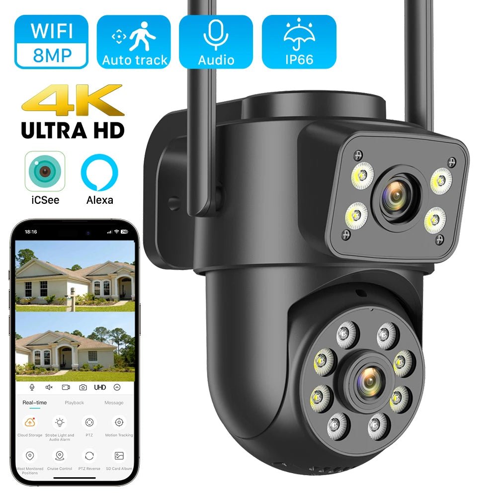 ANBIUX 8MP Dual Lens WiFi Camera - AI Human Detection Outdoor PTZ Security - stepyours.com