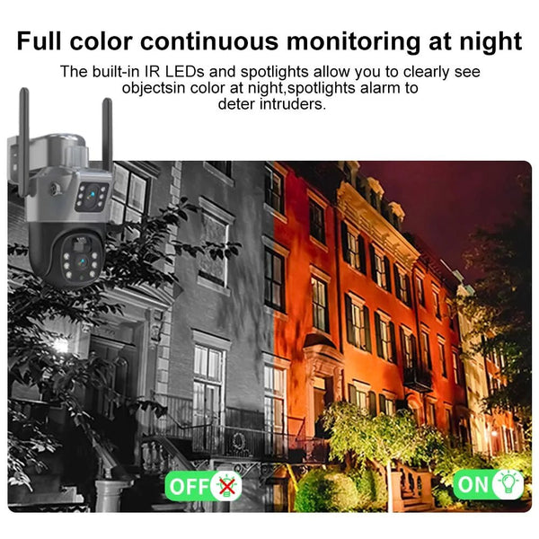 8MP 4K Solar WiFi Outdoor Dual Lens PTZ Camera - Wireless AI Alerts - stepyours.com