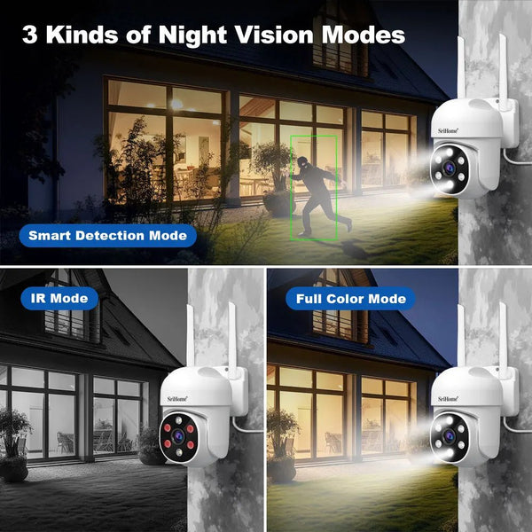 Srihome SH061 Wireless PTZ AI 1080P Home Security Camera Night Vision CCTV - stepyours.com