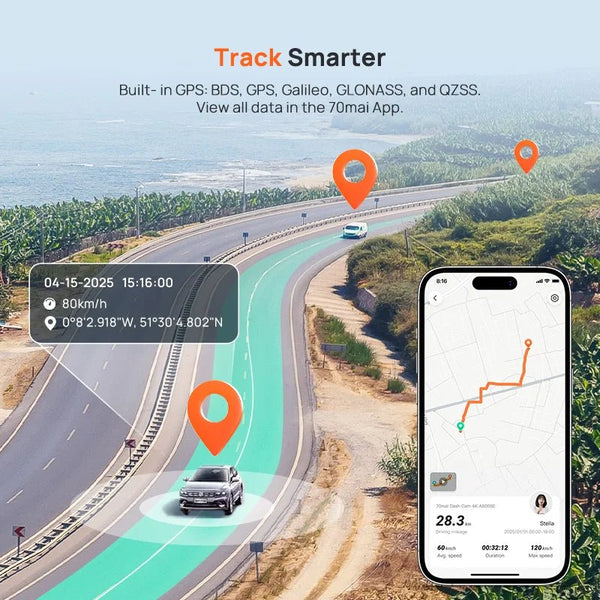 70mai 4K Dash Cam A800SE GPS ADAS Voice Control Ultra HD WiFi 6 - stepyours.com
