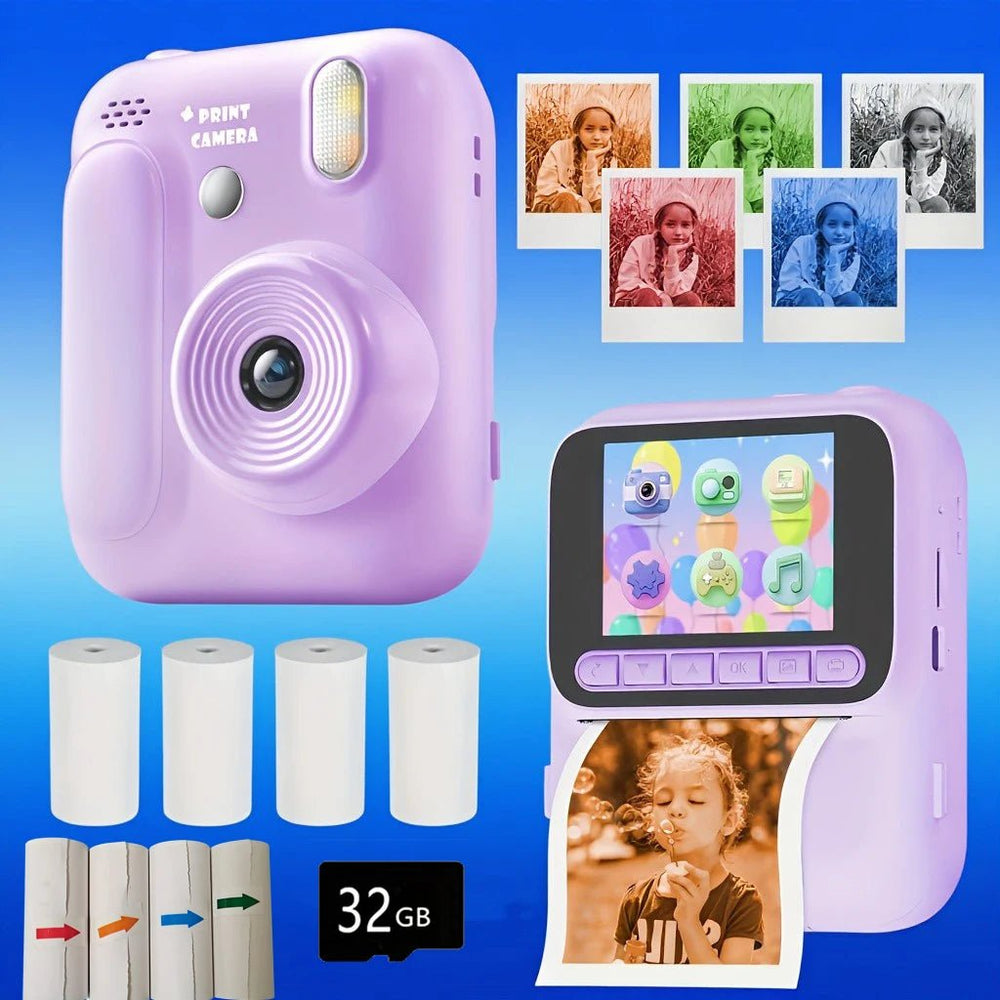 Kids Color Printing Instant Camera 32GB 1080P Digital Photo Video Gift - stepyours.com