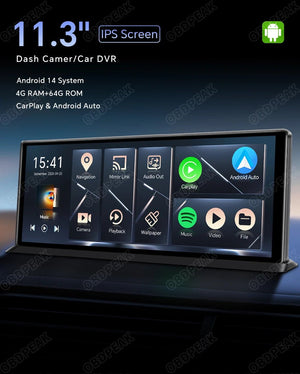 K60 Pro 11.3 Android 14 Screen GPS CarPlay Android Auto Dash Cam 1080P RearView - stepyours.com