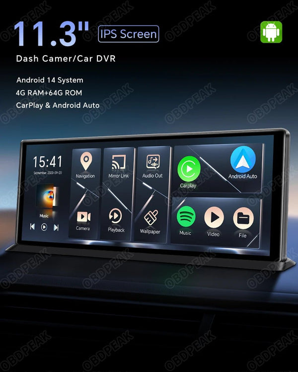 K60 Pro 11.3 Android 14 Screen GPS CarPlay Android Auto Dash Cam 1080P RearView - stepyours.com