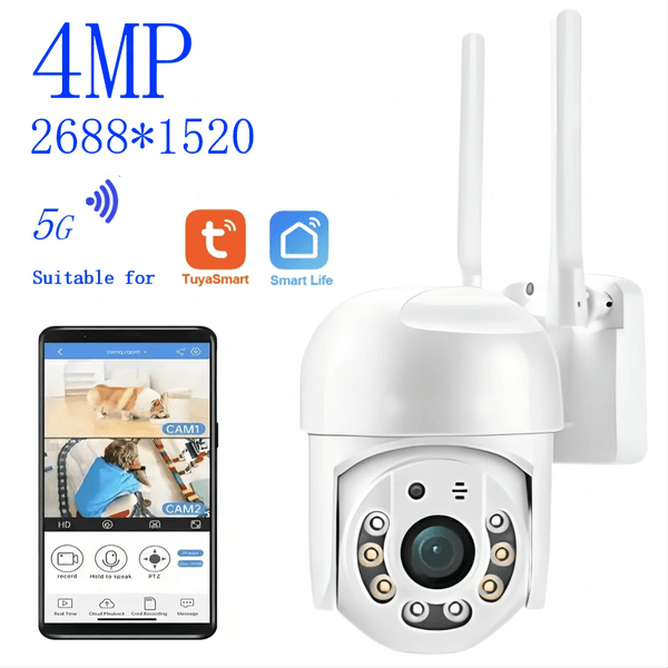 Tuya 4MP PTZ Outdoor WiFi Security Camera - IP66 Weatherproof and AI Alerts - stepyours.com