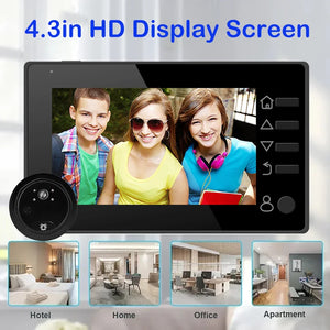 New 4.3 Inch Peephole 140° Smart Video Doorbells Door Viewer Camera Security Monitor 1080P HD Visual Doorbell by stepyours.com