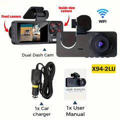 3 Channel 1080P Dash Cam For Cars With WiFi DVR Night Vision Rear View Camera - stepyours.com