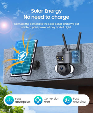 SHIWOJIA 4K 8MP Solar Camera With 4G SIM WiFi Color Night Vision PTZ Dual Lens - stepyours.com
