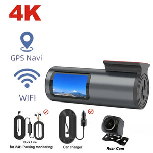 4K Dash Cam With WiFi GPS Mini Front Car DVR 24H Parking G Sensor - stepyours.com