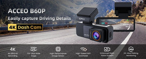4K Dash Cam Car Camera With GPS WiFi Night Vision Dual Lens Rear View - stepyours.com
