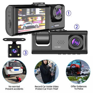 1080P Dual Dash Cam For Cars Front Inside IR Vision Loop Recording Wide Angle - stepyours.com