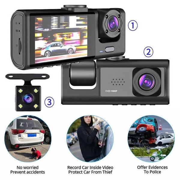 1080P Dual Dash Cam For Cars Front Inside IR Vision Loop Recording Wide Angle - stepyours.com