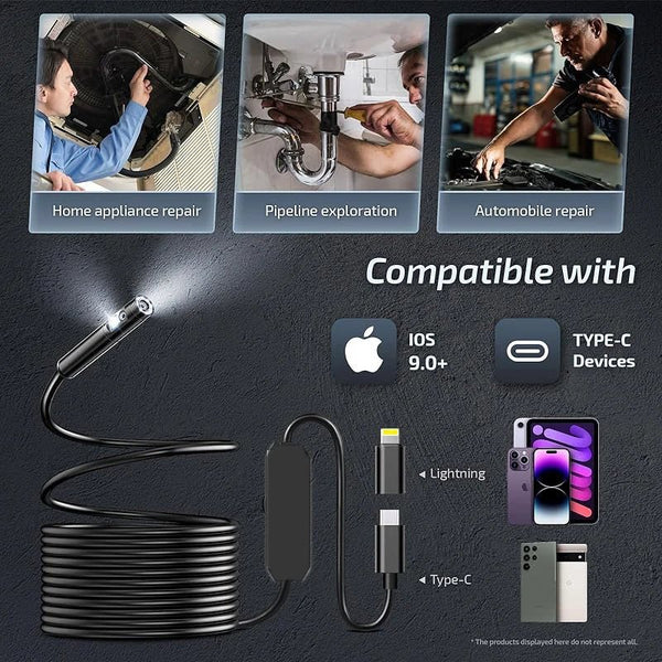 INSKAM WiFi Endoscope Camera Dual Lens Borescope Waterproof For Car Plumbing - stepyours.com