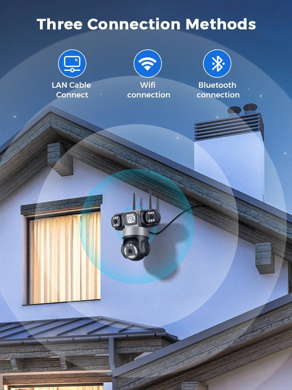 12MP Outdoor WiFi PTZ Camera With 6K HD Triple Lens Waterproof - stepyours.com
