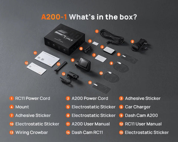 70mai A200 Dash Cam 2 Inch LCD Dual Channel 1080P Car DVR 24H Parking - stepyours.com