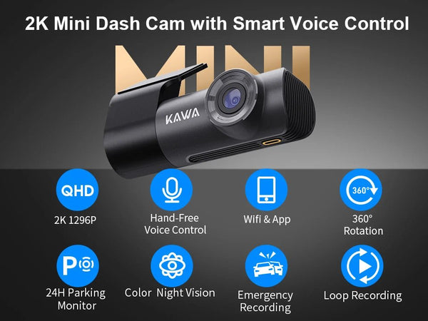 Kawa D5 2K Dash Cam For Car With WiFi App And Voice Control WDR DVR - stepyours.com