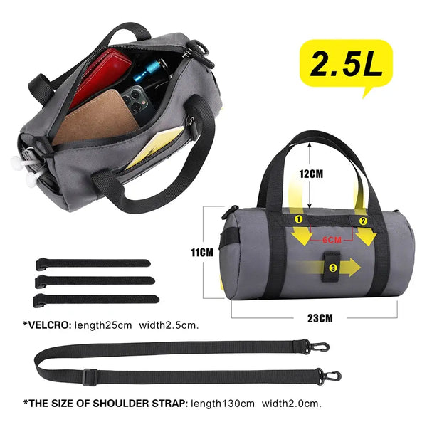 Rhinowalk Bicycle Handlebar Bag Waterproof 2.5L Frame Front Tube Cycling Storage Bag Large Capacity MTB Pack Bike Accessories
