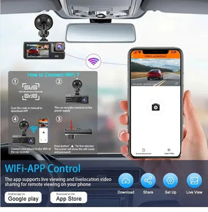 3 Channel WiFi Car DVR 1080P Front Inside Rear 170 Degree Night Vision G Sensor - stepyours.com