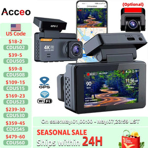 4K Dash Cam With GPS Dual Lens Night Vision 24 Hour Parking - stepyours.com