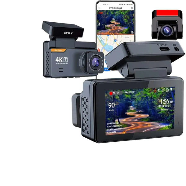 4K Dash Cam With GPS Dual Lens Night Vision 24 Hour Parking - stepyours.com