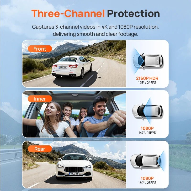 70mai T800E 3 Channel Dash Cam 4K HDR F1.55 Supercapacitor GPS WiFi 6 5GHz - stepyours.com