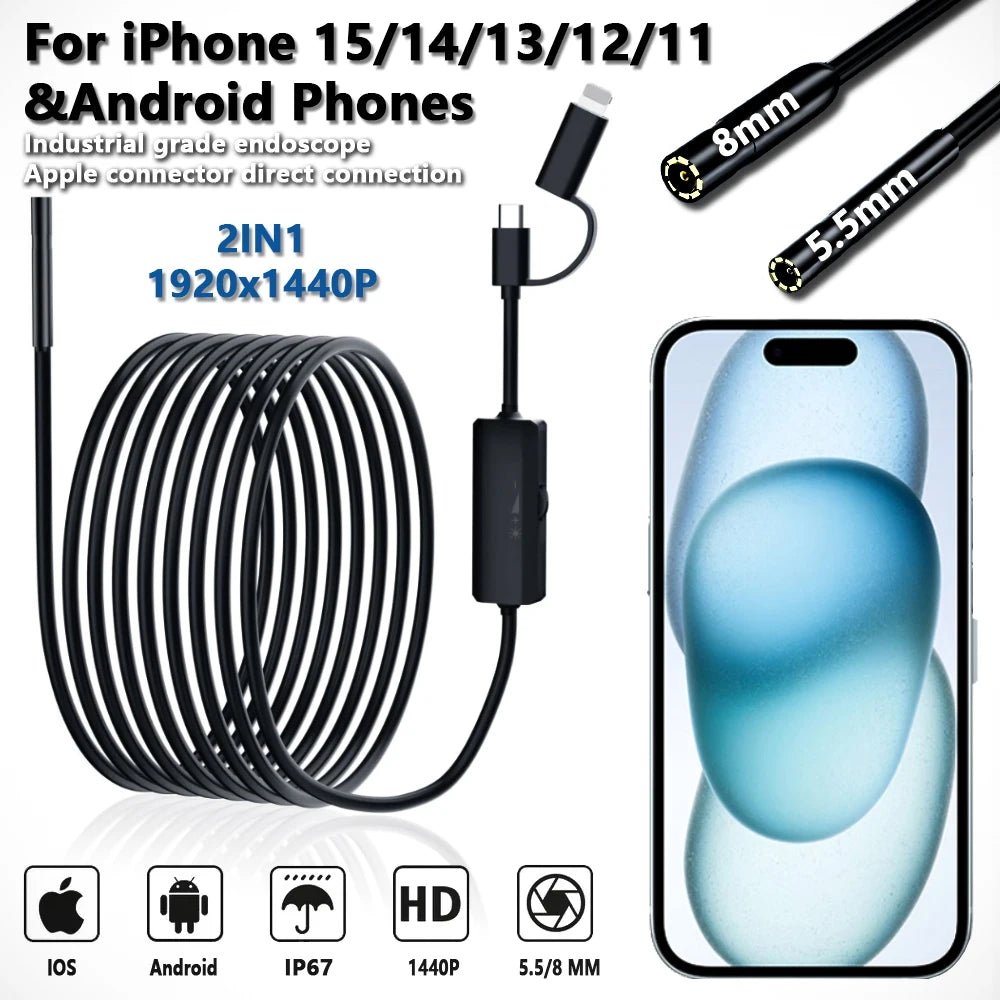 5.5 To 8mm Endoscope For Android And iPhone Real Time Boroscope Tight Spaces - stepyours.com