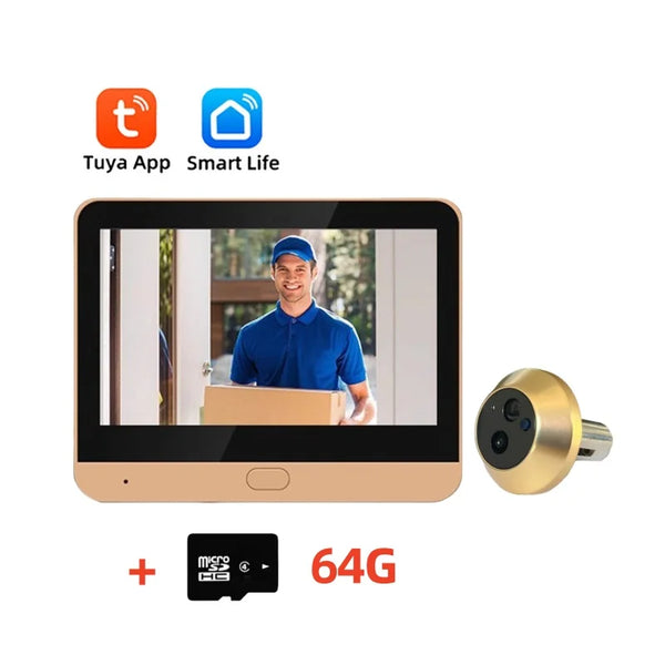 Tuya Smart 3MP Outdoor Wireless Door Peephole Video Eye Camera 2.4G WiFi Night Vision Home Security Door Camera with LCD Screen by stepyours.com