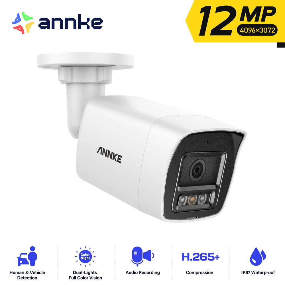 ANNKE 12MP IP67 Dual Light PoE Camera With Color Night Vision And Microphone - stepyours.com