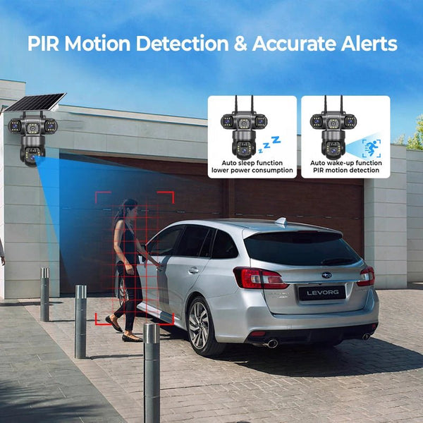 2 Pack Outdoor Security Camera System - 15MP Triple Lens 4G Solar Auto Tracking - stepyours.com