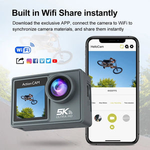 Adventure Ready Action Camera 5K 4K60FPS Dual IPS Touch LCD Waterproof 30M - stepyours.com