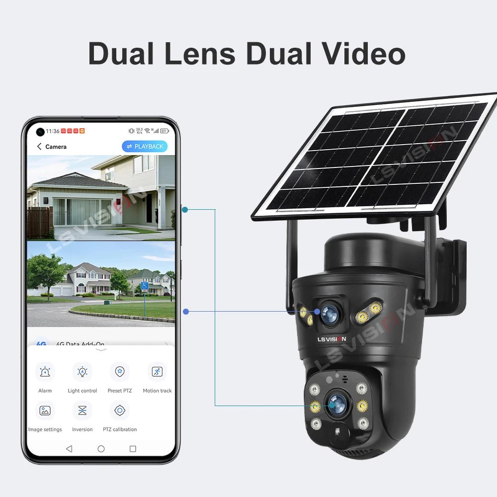 LS VISION 4G WiFi Outdoor Solar Camera - 8MP Dual Lens Night Vision Waterproof - stepyours.com