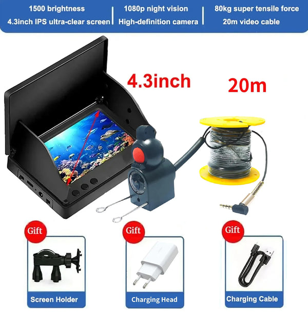 Portable Fish Depth Finder Handheld 1080P Underwater Camera With 4.3 Inch LCD - stepyours.com