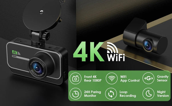 4K Dash Cam for Cars Front and Rear with WiFi GPS 24H Parking Mode - stepyours.com