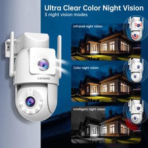 Lenovo 4K WiFi Surveillance Camera - Outdoor Dual Lens PTZ With Auto Tracking by stepyours.com