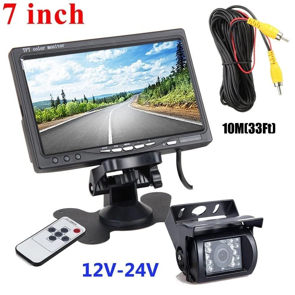 12 To 24V IR Back Up Camera Night Vision For RV Truck Car With 7 Inch Monitor - stepyours.com
