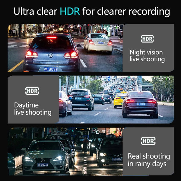 10 Inch Car Touch Screen Rear View Mirror Dash Cam Front And Rear Cameras - stepyours.com